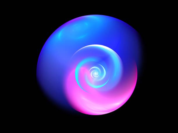 istock Abstract futuristic composition in blue purple tones on a black background 1412390656