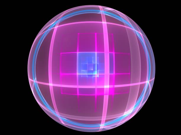 istock Abstract futuristic composition in blue purple tones on a black background 1412390808