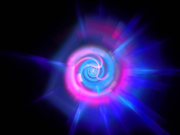 istock Abstract futuristic composition in blue purple tones on a black background 1412390827