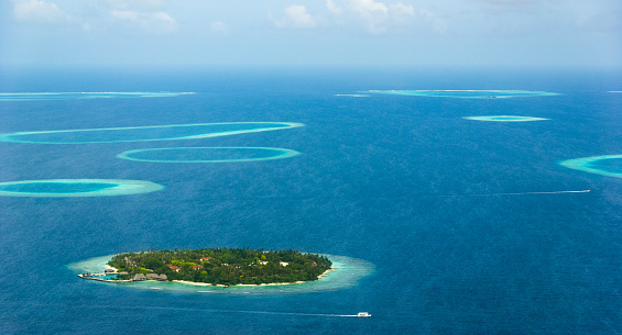Aerial view of The Maldive Islands, Indian Ocean