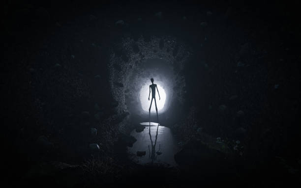 istock Mystical alien in the tunnel in the mine 1412391998