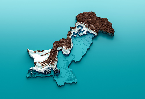 Pakistan Map, Pakistan independence day 3d illustration real Map of Pakistan\nSource Map Data: tangrams.github.io/heightmapper/\nSoftware Cinema 4d