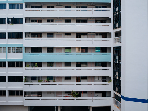 Front view of public housing apartments in Singapore