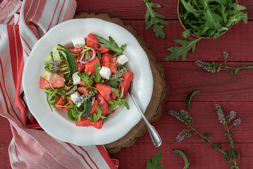 Watermelon and Arugula spring salad