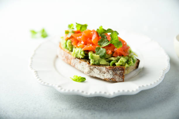 istock Avocado toast with salmon 1412413000