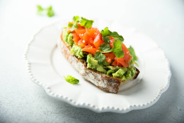 istock Avocado toast with salmon 1412413575