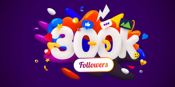 ÐÑновнÑе RGB 300k or 300000 followers thank you. Social Network friends, followers, Web user. Thank you celebrate of subscribers or followers and likes. Vector illustration Worshipper stock illustrations