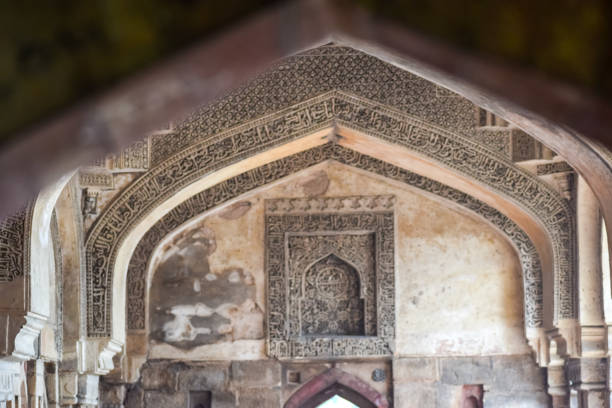 istock Mughal Architecture inside Lodhi Gardens, Delhi, India, Beautiful Architecture Inside the The Three-domed mosque in Lodhi Garden is said to be the Friday mosque for Friday prayer, Lodhi Garden Tomb 1412415224