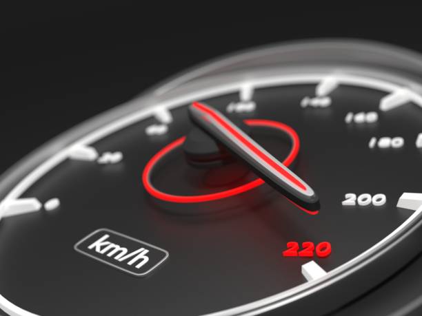 istock Km/h Text on a Modern Car Speedometer Countdown Concept 1412415388