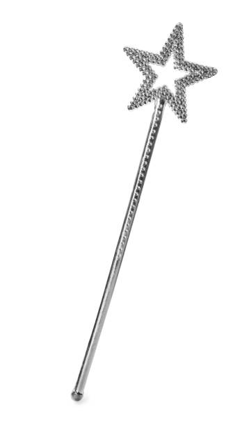 istock Beautiful silver magic wand isolated on white 1412415690