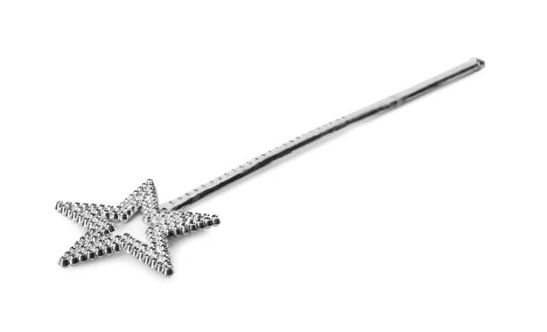 istock Beautiful silver magic wand isolated on white 1412415737