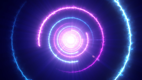 Tunnel Circle Electric Energy Burning Pink Blue close-up