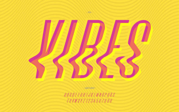 Vector vibes font cool modern style Vector vibes font cool modern style trendy typography for decoration, logo, summer party poster, t shirt, book, card, banner, printing, stamp. Cool alphabet. Trendy typeface. 10 eps aura stock illustrations