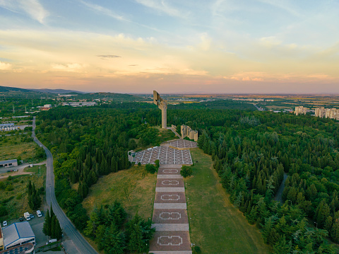 Drone point of view of memorial complex \