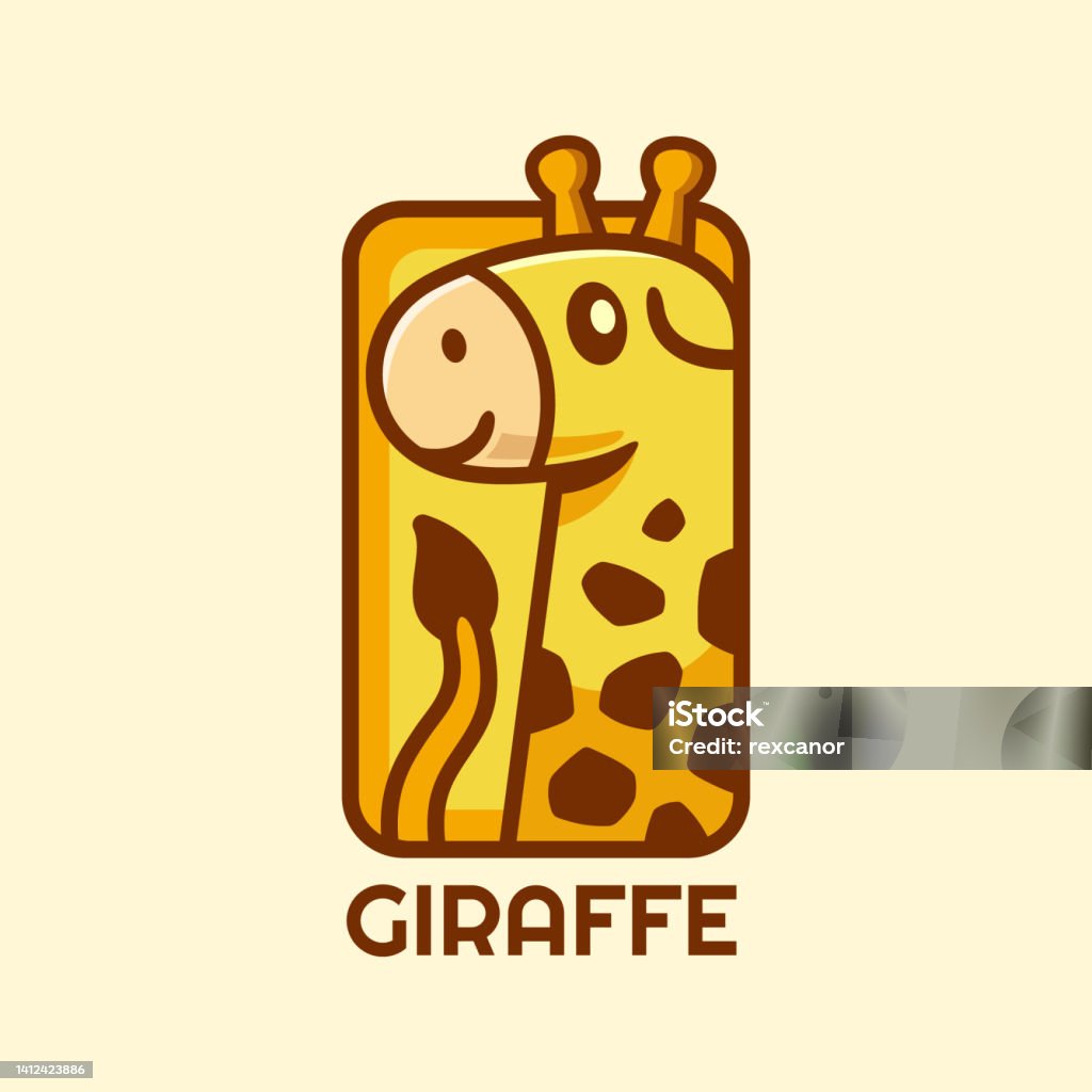 Cute Giraffe Cartoon Logo Design Stock Illustration - Download Image
