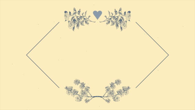 Blue retro flowers and heart