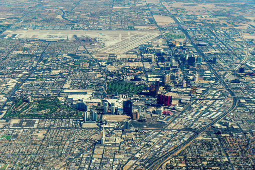 las Vegas, Nevada, USA - August 01, 2022: Panorama of Las Vegas, Nevada, USA at daytime