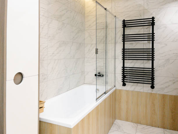 istock Modern marble bathroom, great design for any purposes. Luxury modern interior. Bathroom hygiene bath. Elegant, modern style. 1412432030