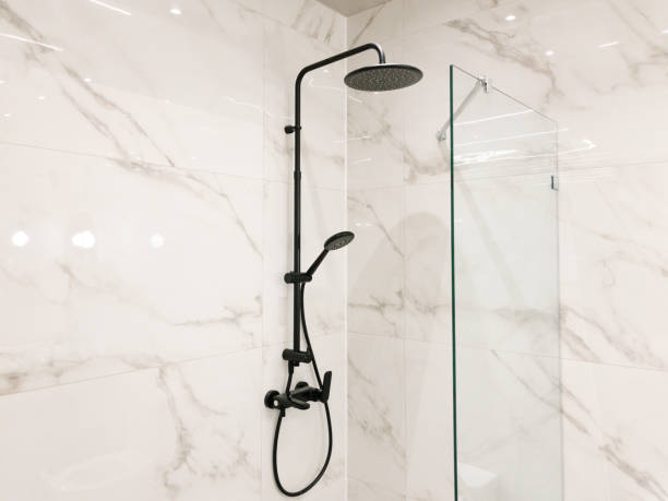 istock Modern marble bathroom, great design for any purposes. Luxury modern interior. Bathroom hygiene bath. Elegant, modern style. 1412432049