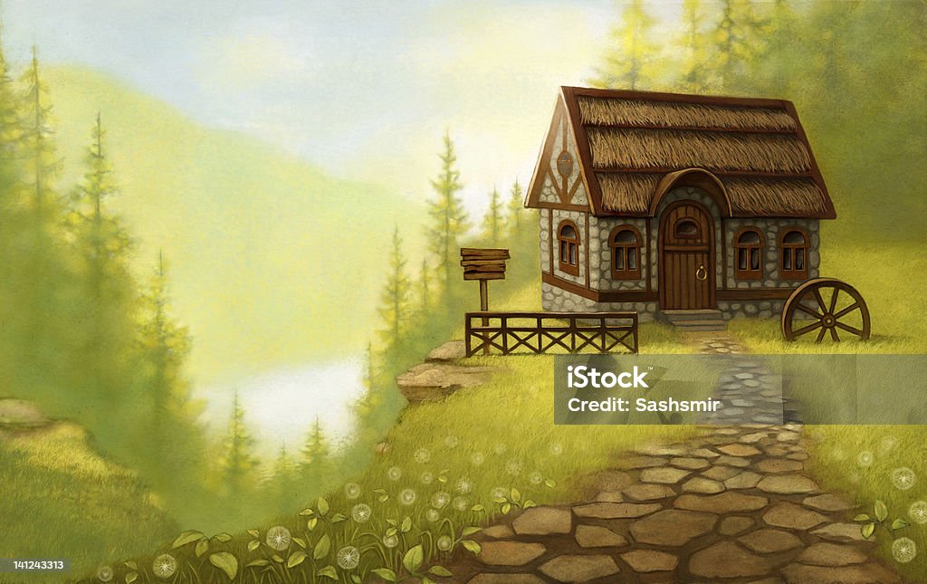 Summer fantasy landscape Fantasy landscape. Fairy tale Art stock illustration