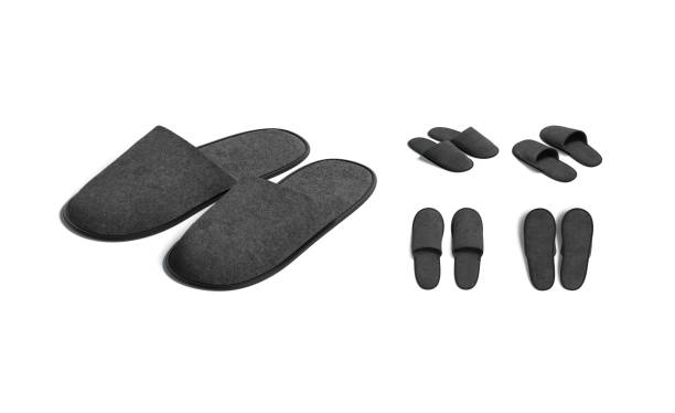 istock Blank black home slippers mock up, different views 1412435241