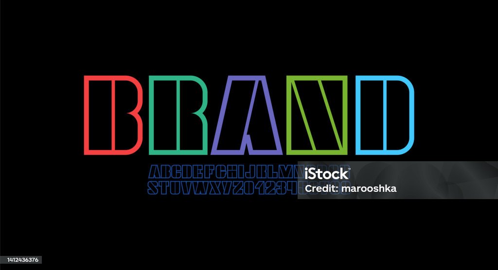Lettering Multicolour Abstract Font Alphabet Made In Multi Colored Outline Letters And ...