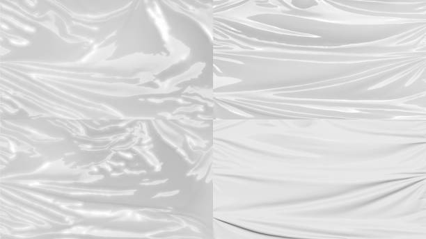 istock Blank transparent plastic foil wrap overlay mockup 1412440584
