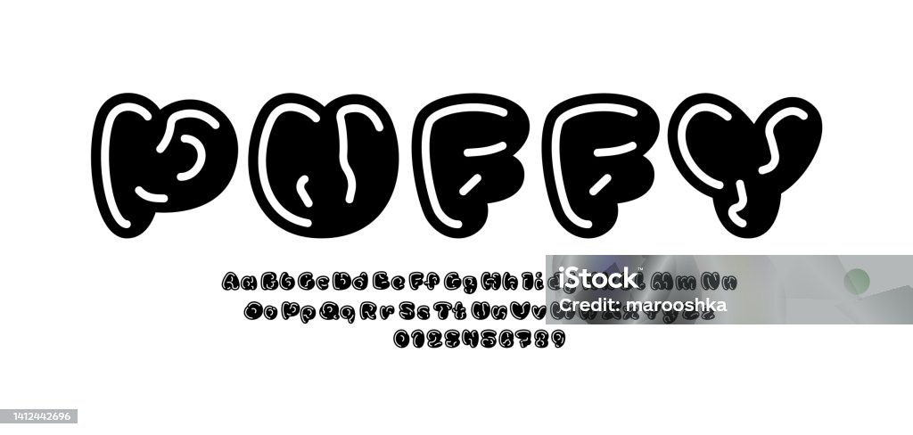 Comic Font Cute Alphabet In The Cartoon Style Black Uppercase And