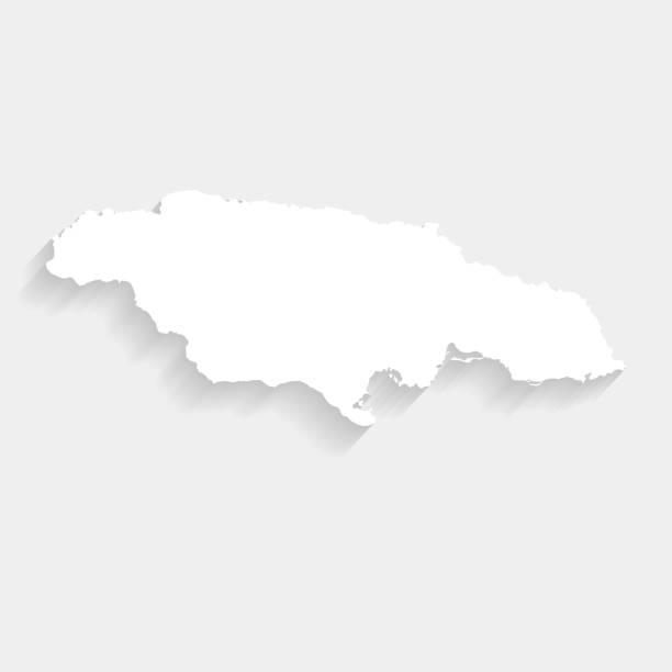 Simple white Jamaica map on gray background, vector Simple white Jamaica map on gray background, vector, illustration, eps 10 file jamaica map island illustration and painting stock illustrations