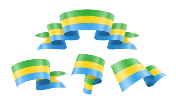 Vector illustration of Gabon - collection of waving country flags.