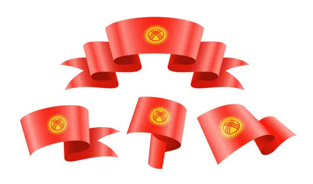 Vector illustration of Kyrgyzstan - collection of waving country flags.
