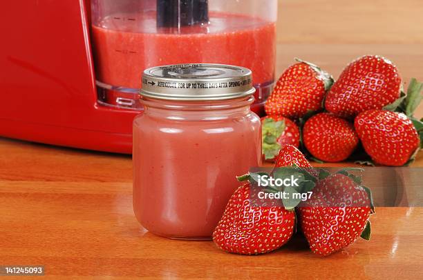Homemade Strawberry Baby Food Stock Photo - Download Image Now - Appliance, Baby Food, Berry Fruit