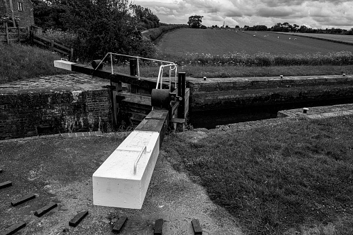 Canal lock gates on the Chesterfield canal.