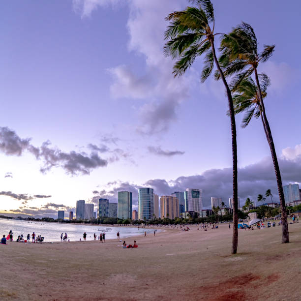 istock Sunset at Waikiki Beach on Oahu Hawaii 1412457636