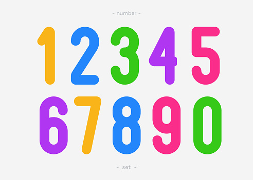 Vector number collection bold colorful style modern typography for game, poster, birthday, decoration, animation, t shirt, racing, promotion, banner, printing. Cool font. 10 eps