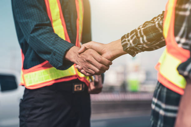 istock Shake hand or Hand shake engineer partnership teamwork people agreement team cooperation success full project construction 1412458767
