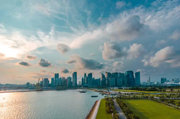 Photo of Singapore. view from Marina Bay Cruise Centre Singapore to the city. singapore downtown panorama