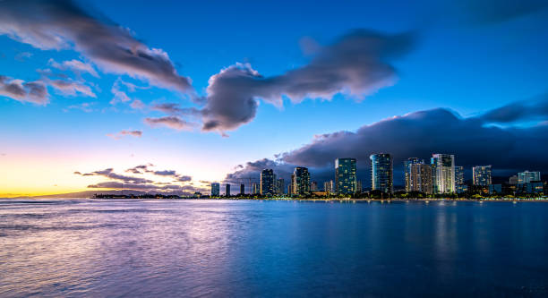 istock Sunset at Waikiki Beach on Oahu Hawaii 1412459954