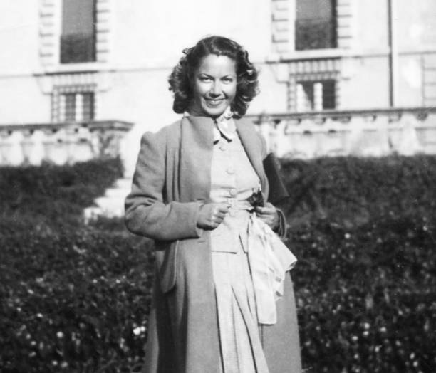 Young beautiful woman in 1939. stock photo