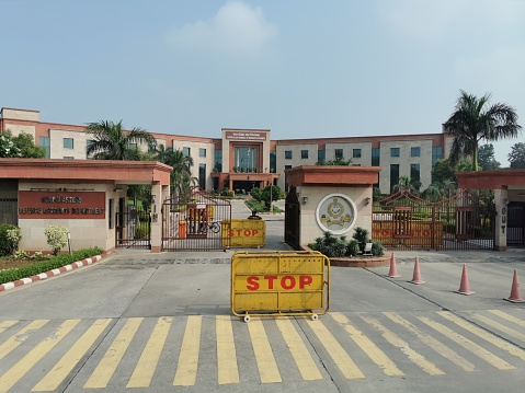 New Delhi, India - August 5, 2019 - The Controller General of Defence Accounts (CGDA) Building in Palam. The Defence Accounts Department is headed by the CGDA while the CGDA falls under the Ministry of Defence of India.