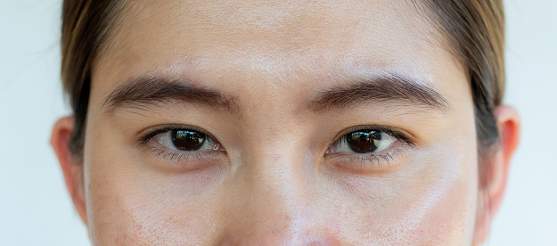 Close-up of a blue eye with no makeup