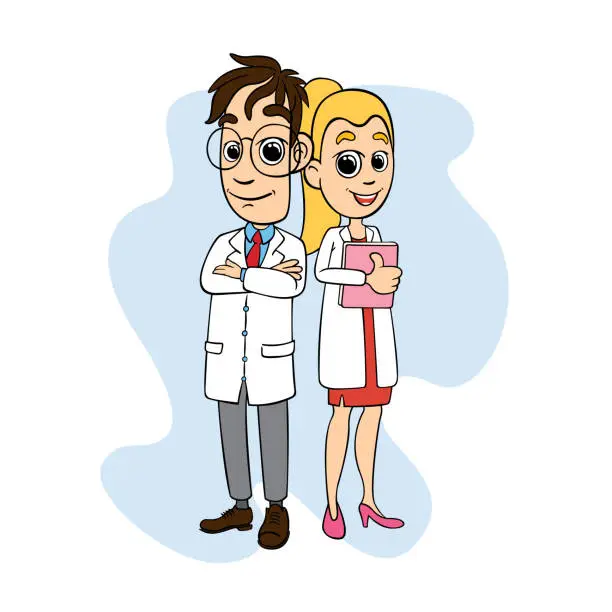 Vector illustration of Doctor and nurse. Vector illustration.