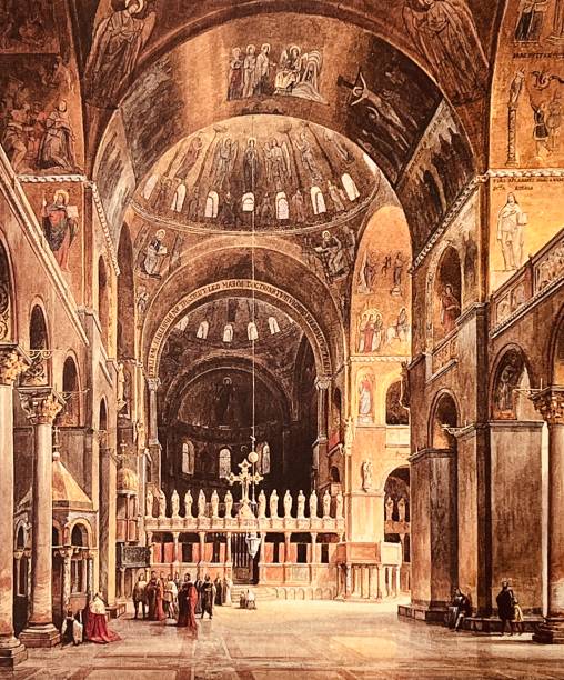 illustrazioni stock, clip art, cartoni animati e icone di tendenza di venezia, l'interno della cattedrale di san marco - cathedral italy venice italy inside of