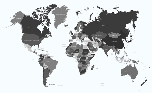 World map with detail and name of each country. Vector illustration in HD very easy to make edits.