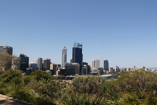 Perth city skyline taken from Kings Park, Australia on 20 Nov 2012