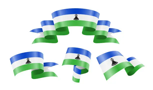 Vector illustration of Lesotho - collection of waving country flags.