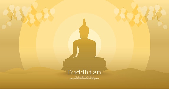 Religion Buddhism,  Thai pattern, Magha puja day, Vesak day, Thai Culture, Buddha, Holiday, Vector Illustration Background