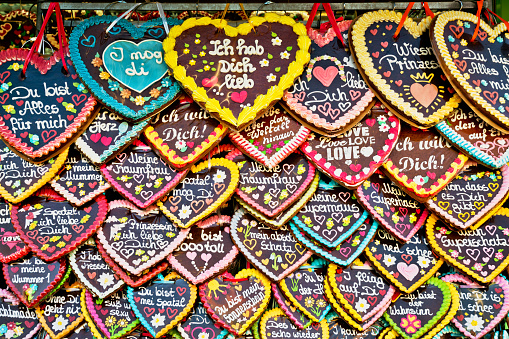 Beer Fest Gingerbread hearts at the Beer Fest, Munich, Germany