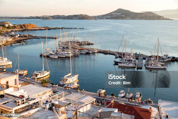 Naxos Town At Sunset Cyclades Islands Greece Stock Photo - Download Image Now - Naxos - Greek Islands, Samothrace, Island