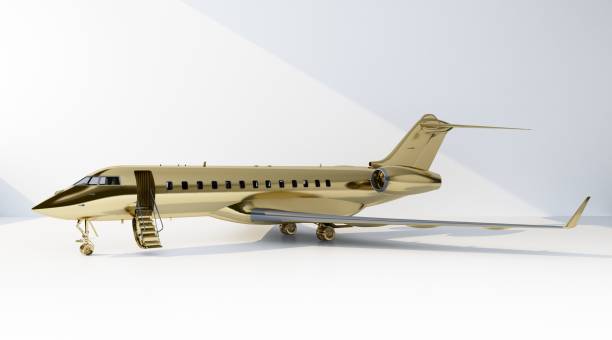 istock private jet with open airstairs in gold color 1412499330